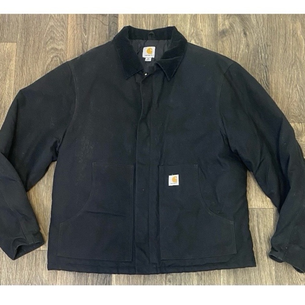Carhartt Men’s Black Workwear Jacket with Corduroy Collar vintage Sz XL Y2K